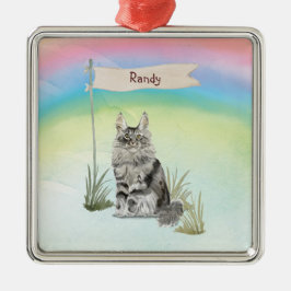 Individuelle Name Maine Coon Cat Pet Ornament Aus Metall