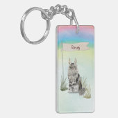 Individuelle Name Maine Coon Cat Pet Schlüsselanhänger (Vorderseite links)
