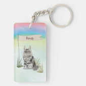 Individuelle Name Maine Coon Cat Pet Schlüsselanhänger (Rückseite)