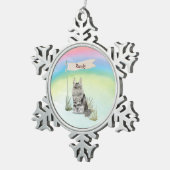 Individuelle Name Maine Coon Cat Pet Schneeflocken Zinn-Ornament (Rechts)
