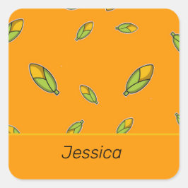 Individuelle Name-Mais auf Orange Quadratischer Aufkleber