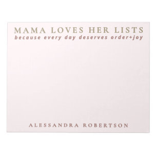 Individuelle Name Mama List Lover Minimalistisch P Notizblock