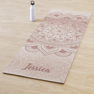 Individuelle Name Mandala Om Rose Gold Glitzer Übu Yogamatte