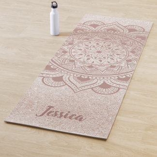 Individuelle Name Mandala Om Rose Gold Glitzer Übu Yogamatte