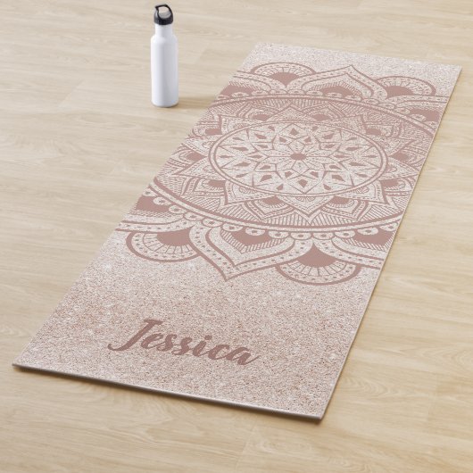 Individuelle Name Mandala Om Rose Gold Glitzer Übu Yogamatte (Beispiel)