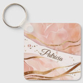 Individuelle Name Marble Rose Gold Schlüsselanhänger (Vorderseite)