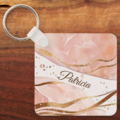 Individuelle Name Marble Rose Gold Schlüsselanhänger (Vorderseite)