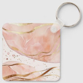 Individuelle Name Marble Rose Gold Schlüsselanhänger (Rückseite)
