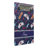 Individuelle Name Marine blaue Glitzer Krankenschw Mini Klemmbrett (Schrägansicht)