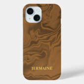 Individuelle Name Marmor braune Textur Case-Mate iPhone Hülle (Rückseite)