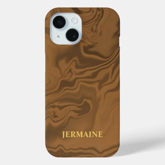 Individuelle Name Marmor braune Textur Case-Mate iPhone Hülle (Rückseite)