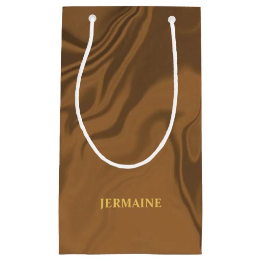 Individuelle Name Marmor braune Textur Kleine Geschenktüte (Vorderseite)