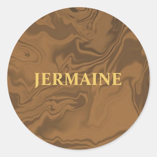 Individuelle Name Marmor braune Textur Runder Aufkleber (Vorderseite)