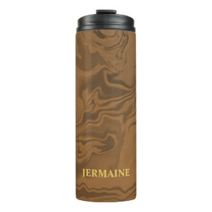 Individuelle Name Marmor braune Textur Thermosbecher