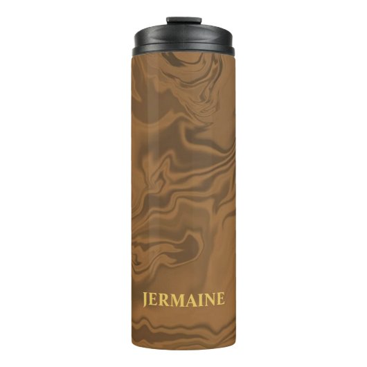 Individuelle Name Marmor braune Textur Thermosbecher (Vorderseite)