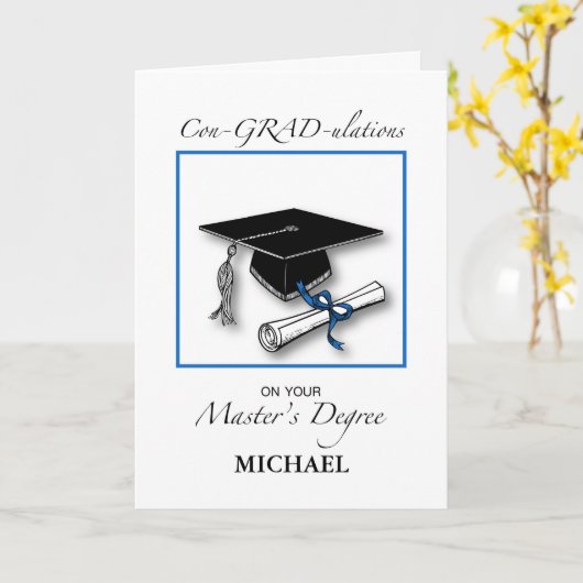 Individuelle Name Master's Degree Man Abschluss Bl Karte (Gelbe Blume)