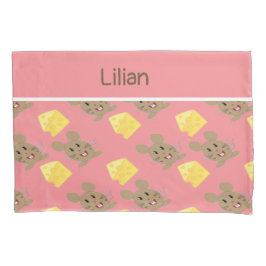 Individuelle Name-Maus und Käserosa Kissenbezug