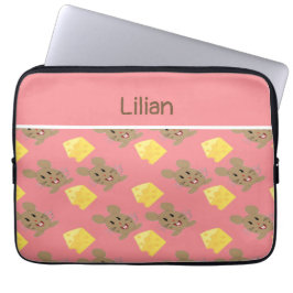 Individuelle Name-Maus und Käserosa Laptopschutzhülle