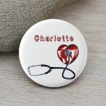Individuelle Name Medical Nurse Stethoscope Heart Button<br><div class="desc">Die Präsentation unseres individuellen Namens Medical Nurse Cardiologist Stethoscope Heart Knopf, ein personalisiertes Accessoire für medizinisches Fachpersonal mit Herz. Dieser Knopf zeigt ein symbolisches Stethoskop, das eine Herzform bildet und die mitfühlende Betreuung durch Krankenschwestern und Kardiologen darstellt. Personalisieren Sie es mit Ihrem Namen oder dem Namen eines geschätzten Gesundheitsdienstleisters, um...</div>