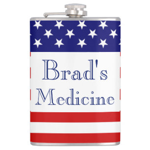 Individuelle Name Medicine mit Flaggenzeichen USA Flachmann