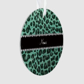 Individuelle Name Meeresfrüchte-Grün Glitzer Leopa Ornament (Vorderseite)