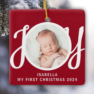 Individuelle Name Mein erstes Weihnachts-Foto Red Keramikornament
