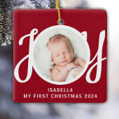 Individuelle Name Mein erstes Weihnachts-Foto Red Keramikornament