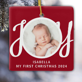 Individuelle Name Mein erstes Weihnachts-Foto Red Keramikornament