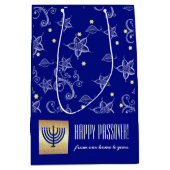 Individuelle Name Menorah Design Passover Mittlere Geschenktüte (Vorderseite)