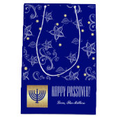Individuelle Name Menorah Design Passover Mittlere Geschenktüte (Rückseite)