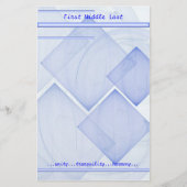 Individuelle Name Message Geometric Blue Abstrakt Briefpapier (Vorderseite)