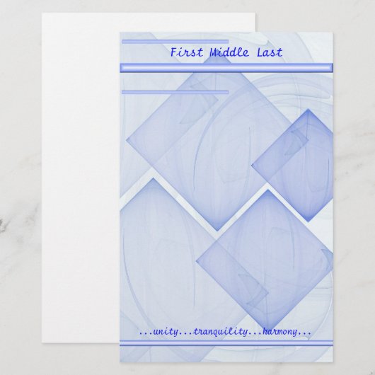 Individuelle Name Message Geometric Blue Abstrakt Briefpapier (Vorne/Hinten)