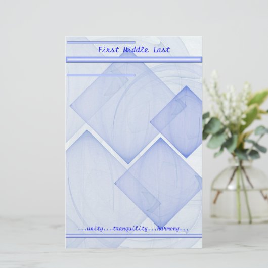 Individuelle Name Message Geometric Blue Abstrakt Briefpapier (Stehend Vorderseite)