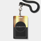 Individuelle Name Metallic Gold Black Abzeichen Ausweis (Front with Lanyard)