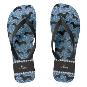 Individuelle Name Mimsty Blue Glitzer Dackeln Badesandalen