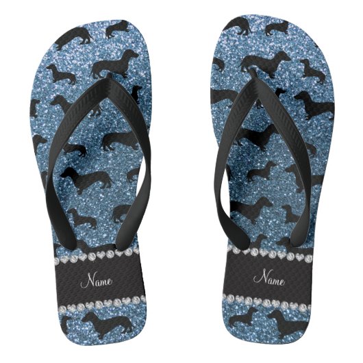 Individuelle Name Mimsty Blue Glitzer Dackeln Badesandalen (Fußbett)