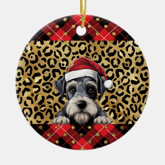 Individuelle Name Miniature Schnauzer Weihnachtsma Keramik Ornament (Vorne)