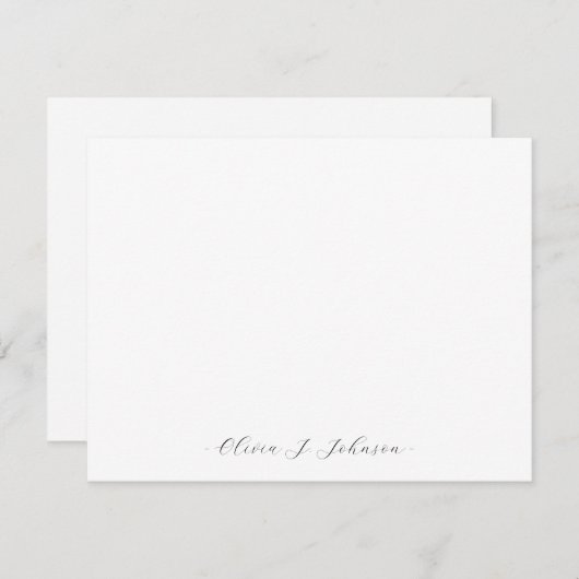 Individuelle Name Minimalistisch Elegante Flachbil Mitteilungskarte (Vorne/Hinten)