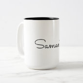 Individuelle Name Minimalistisch Elegante Script T Zweifarbige Tasse (Vorderseite Links)