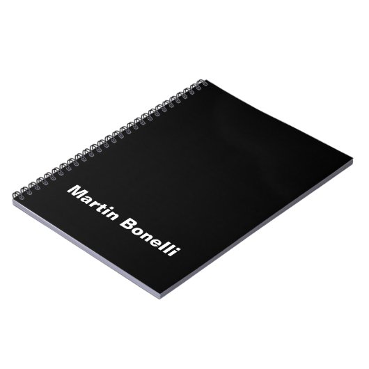 Individuelle Name Minimalistisch Modernes Schwarz- Notizblock (Linke Seite)