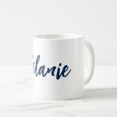 Individuelle Name Minimalistisch Navy White Coffee Kaffeetasse (VorderseiteRechts)