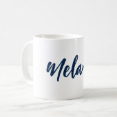 Individuelle Name Minimalistisch Navy White Coffee Kaffeetasse (Vorderseite Links)