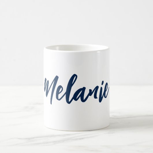 Individuelle Name Minimalistisch Navy White Coffee Kaffeetasse (Mittel)