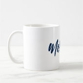 Individuelle Name Minimalistisch Navy White Coffee Kaffeetasse (Links)