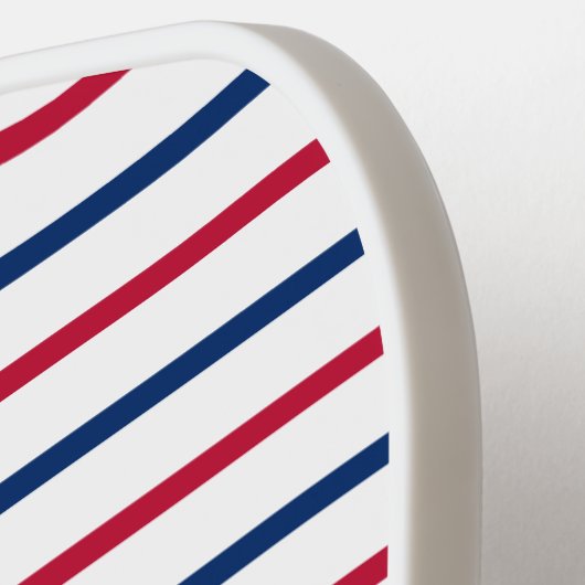 Individuelle Name Minimalistisch Rot und Blau Stre Pickleball Schläger (Linke Seite)