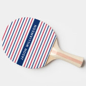Individuelle Name Minimalistisch Rot und Blau Stre Tischtennis Schläger (Seitenansicht)