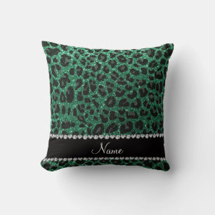 Individuelle Name Minze grün Glitzer Leoparden dru Kissen
