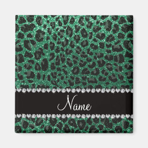 Individuelle Name Minze grün Glitzer Leoparden dru Magnet