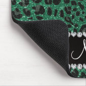 Individuelle Name Minze grün Glitzer Leoparden dru Mousepad (Ecke)