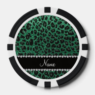 Individuelle Name Minze grün Glitzer Leoparden dru Pokerchips